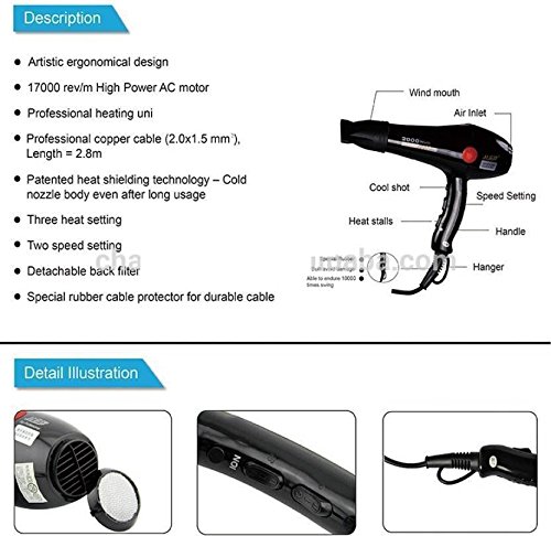 Original Chaoba 2000 WATTS Professional Hair Dryer Professional Powerful  2800 Watt with extra attachment – MOBI ASK